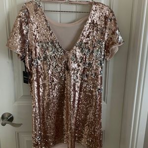 Rose gold sequin dress